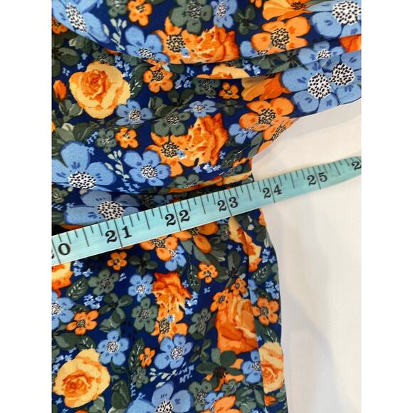 Kirundo Floral Mini Shift Dress EUC Sz Lg Ruffle Hem Neck Tie Polyester Light - Picture 9 of 13